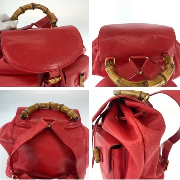 Gucci Vintage Red Leather Backpack - Rank AB display picture 1